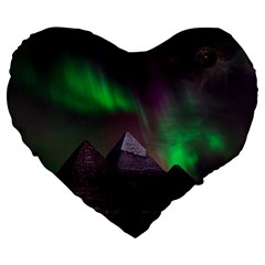 Fantasy Pyramid Mystic Space Aurora Large 19  Premium Heart Shape Cushions by Grandong