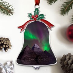 Fantasy Pyramid Mystic Space Aurora Metal Holly Leaf Bell Ornament by Grandong