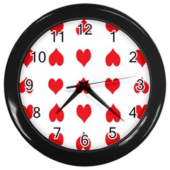 Heart Red Love Valentines Day Wall Clock (black) by Bajindul