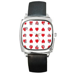 Heart Red Love Valentines Day Square Metal Watch by Bajindul