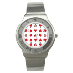 Heart Red Love Valentines Day Stainless Steel Watch by Bajindul