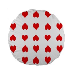 Heart Red Love Valentines Day Standard 15  Premium Flano Round Cushions by Bajindul