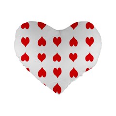 Heart Red Love Valentines Day Standard 16  Premium Flano Heart Shape Cushions by Bajindul