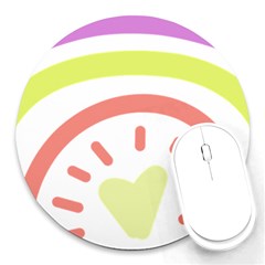 Rainbow Boho Colors Pastel Heart Round Mousepad by Ndabl3x