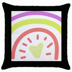 Rainbow Boho Colors Pastel Heart Throw Pillow Case (black) by Ndabl3x