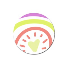 Rainbow Boho Colors Pastel Heart Magnet 3  (round) by Ndabl3x