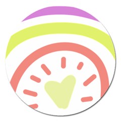 Rainbow Boho Colors Pastel Heart Magnet 5  (round) by Ndabl3x