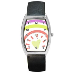 Rainbow Boho Colors Pastel Heart Barrel Style Metal Watch by Ndabl3x