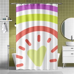 Rainbow Boho Colors Pastel Heart Shower Curtain 48  X 72  (small)  by Ndabl3x