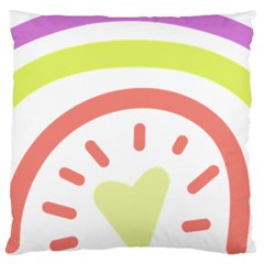 Rainbow Boho Colors Pastel Heart Large Cushion Case (two Sides) by Ndabl3x