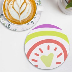 Rainbow Boho Colors Pastel Heart Uv Print Round Tile Coaster by Ndabl3x