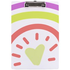 Rainbow Boho Colors Pastel Heart A4 Acrylic Clipboard by Ndabl3x