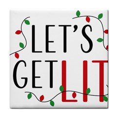 Let s Get Lit Christmas Jingle Bells Santa Claus Tile Coaster by Ndabl3x