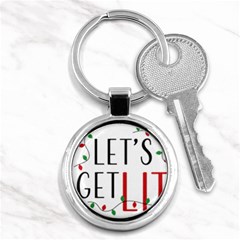 Let s Get Lit Christmas Jingle Bells Santa Claus Key Chain (round) by Ndabl3x