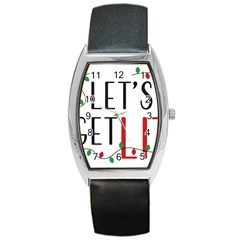 Let s Get Lit Christmas Jingle Bells Santa Claus Barrel Style Metal Watch by Ndabl3x