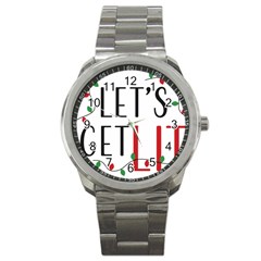 Let s Get Lit Christmas Jingle Bells Santa Claus Sport Metal Watch by Ndabl3x