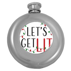 Let s Get Lit Christmas Jingle Bells Santa Claus Round Hip Flask (5 Oz) by Ndabl3x