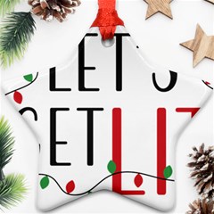 Let s Get Lit Christmas Jingle Bells Santa Claus Star Ornament (two Sides) by Ndabl3x