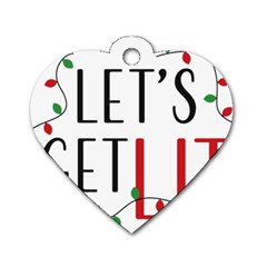 Let s Get Lit Christmas Jingle Bells Santa Claus Dog Tag Heart (two Sides) by Ndabl3x