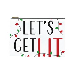 Let s Get Lit Christmas Jingle Bells Santa Claus Cosmetic Bag (large)