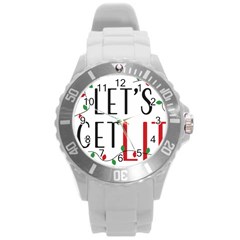 Let s Get Lit Christmas Jingle Bells Santa Claus Round Plastic Sport Watch (l) by Ndabl3x