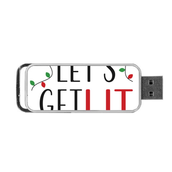 Let s Get Lit Christmas Jingle Bells Santa Claus Portable USB Flash (One Side)