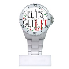 Let s Get Lit Christmas Jingle Bells Santa Claus Plastic Nurses Watch by Ndabl3x