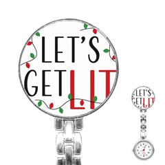 Let s Get Lit Christmas Jingle Bells Santa Claus Stainless Steel Nurses Watch by Ndabl3x