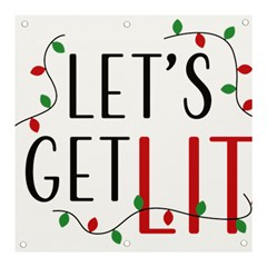 Let s Get Lit Christmas Jingle Bells Santa Claus Banner And Sign 3  X 3 