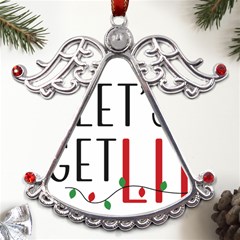 Let s Get Lit Christmas Jingle Bells Santa Claus Metal Angel With Crystal Ornament by Ndabl3x