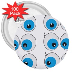 Eyes Comic Cartoon Fun Funny Toon 3  Buttons (100 Pack)  by Ndabl3x