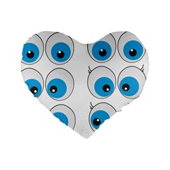 Eyes Comic Cartoon Fun Funny Toon Standard 16  Premium Heart Shape Cushions by Ndabl3x