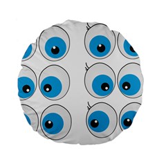 Eyes Comic Cartoon Fun Funny Toon Standard 15  Premium Flano Round Cushions by Ndabl3x