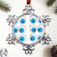 Eyes Comic Cartoon Fun Funny Toon Metal Large Snowflake Ornament by Ndabl3x