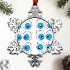 Eyes Comic Cartoon Fun Funny Toon Metal Small Snowflake Ornament by Ndabl3x