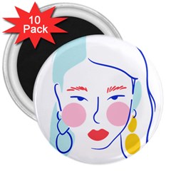 Art Womens Lovers 3  Magnets (10 Pack)  by Ndabl3x