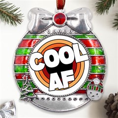 Cool Af Cool As Super Metal X mas Ribbon With Red Crystal Round Ornament by Ndabl3x