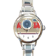 Photo Camera Machine Colorful Art Round Italian Charm Watch by Ndabl3x