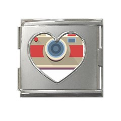 Photo Camera Machine Colorful Art Mega Link Heart Italian Charm (18mm) by Ndabl3x