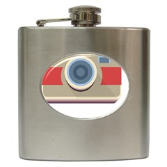 Photo Camera Machine Colorful Art Hip Flask (6 Oz) by Ndabl3x