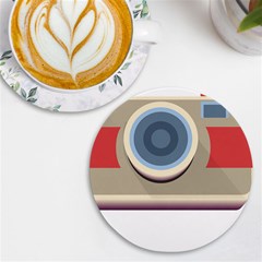 Photo Camera Machine Colorful Art Uv Print Round Tile Coaster by Ndabl3x