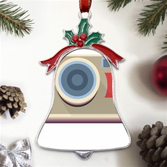 Photo Camera Machine Colorful Art Metal Holly Leaf Bell Ornament by Ndabl3x