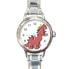 Dinosaur Dragon Drawing Cute Round Italian Charm Watch by Ndabl3x