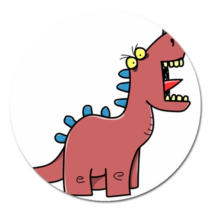 Dinosaur Dragon Drawing Cute Magnet 5  (Round)