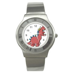 Dinosaur Dragon Drawing Cute Stainless Steel Watch by Ndabl3x