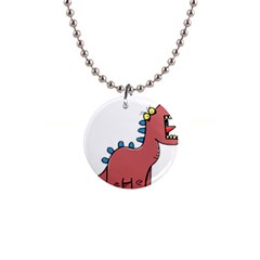 Dinosaur Dragon Drawing Cute 1  Button Necklace by Ndabl3x