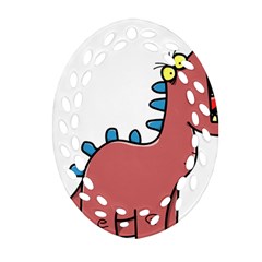 Dinosaur Dragon Drawing Cute Oval Filigree Ornament (two Sides) by Ndabl3x