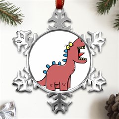 Dinosaur Dragon Drawing Cute Metal Small Snowflake Ornament by Ndabl3x