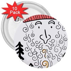 Santa Claus Cabin Hut Campfire 3  Buttons (10 Pack)  by Ndabl3x