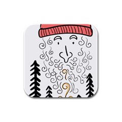 Santa Claus Cabin Hut Campfire Rubber Square Coaster (4 Pack) by Ndabl3x